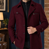 Rory Layered Collar Coat - Wine Red