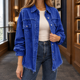 Marguerite-Kate Distressed Overshirt - Royal Blue