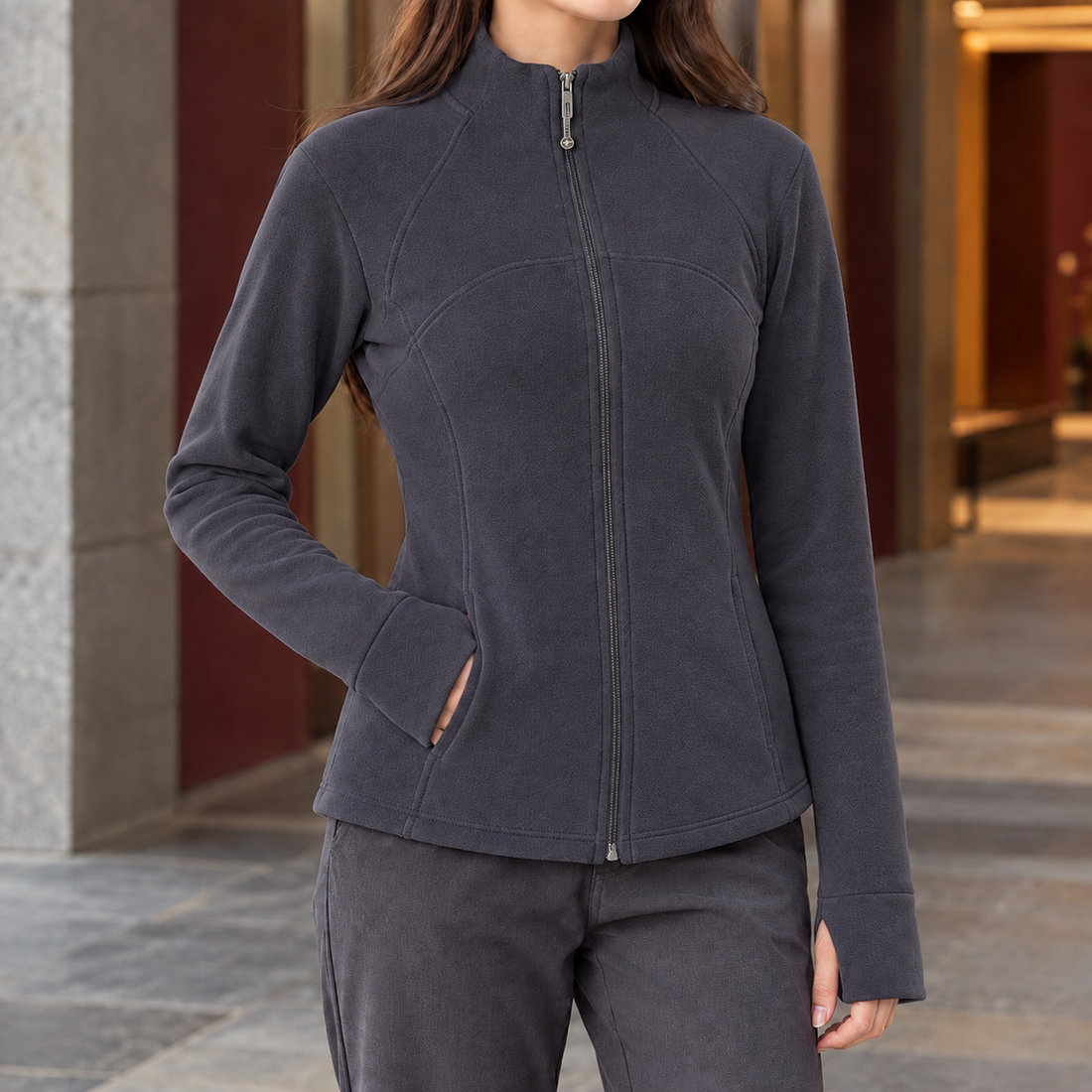Hyacinth-Marie Stand Collar Jacket - Dusk Gray