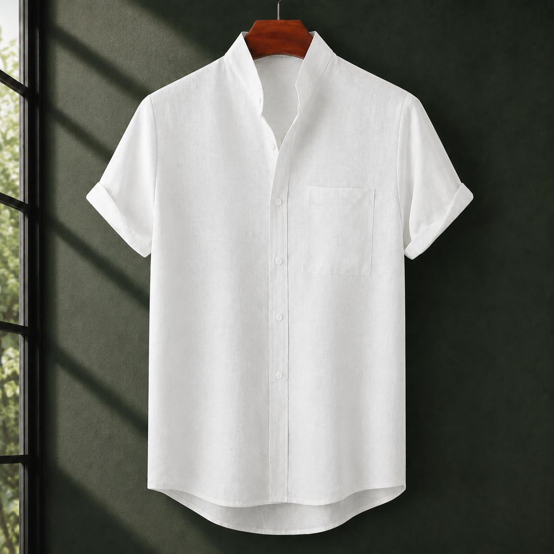 Beckett Stand Collar Shirt - White