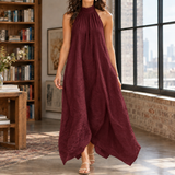 Idalia Halter Maxi Dress - Wine Red