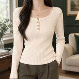 Jade-Elise Square-Neck Top - Apricot