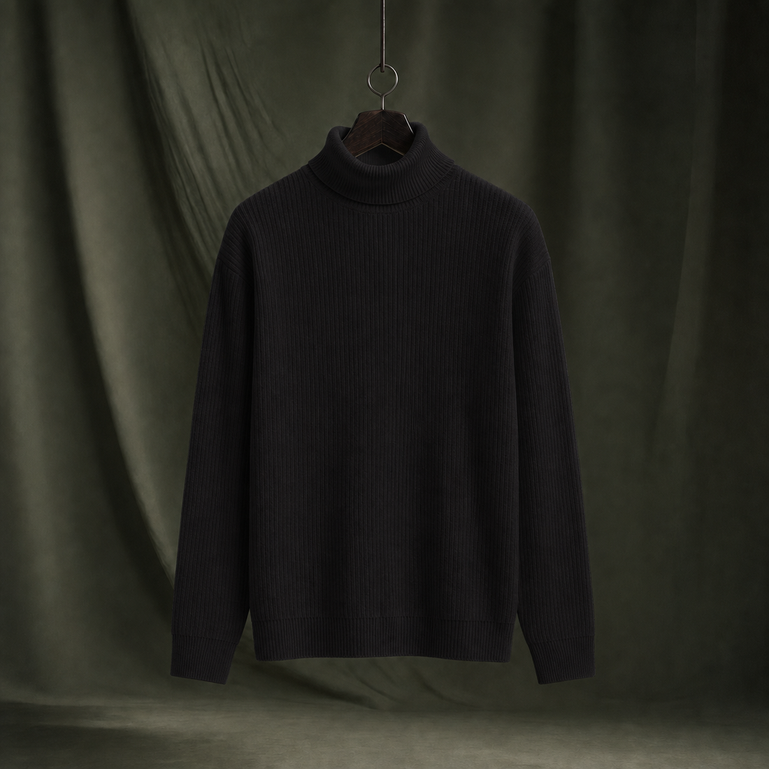Sylvester Ribbed Turtleneck Sweater - Black