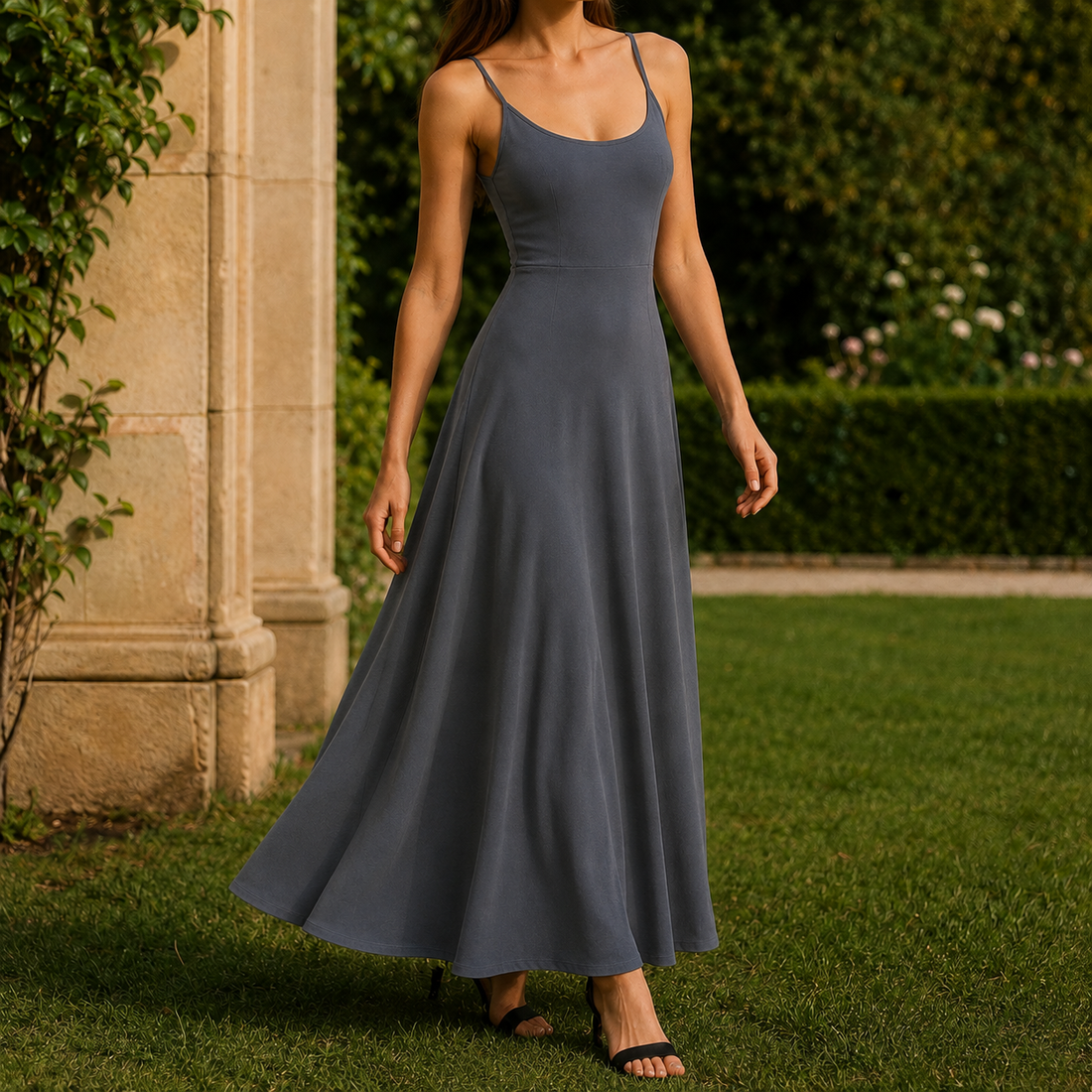 Honora-Hope Scoop Maxi Dress - Dark Gray