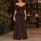 Colette-Louise Draped Maxi Dress - Brown