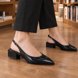 Bargello Pointed Slingback Heels - Black