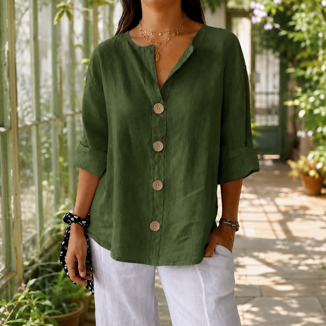 Marisol Relaxed Blouse - Army Green