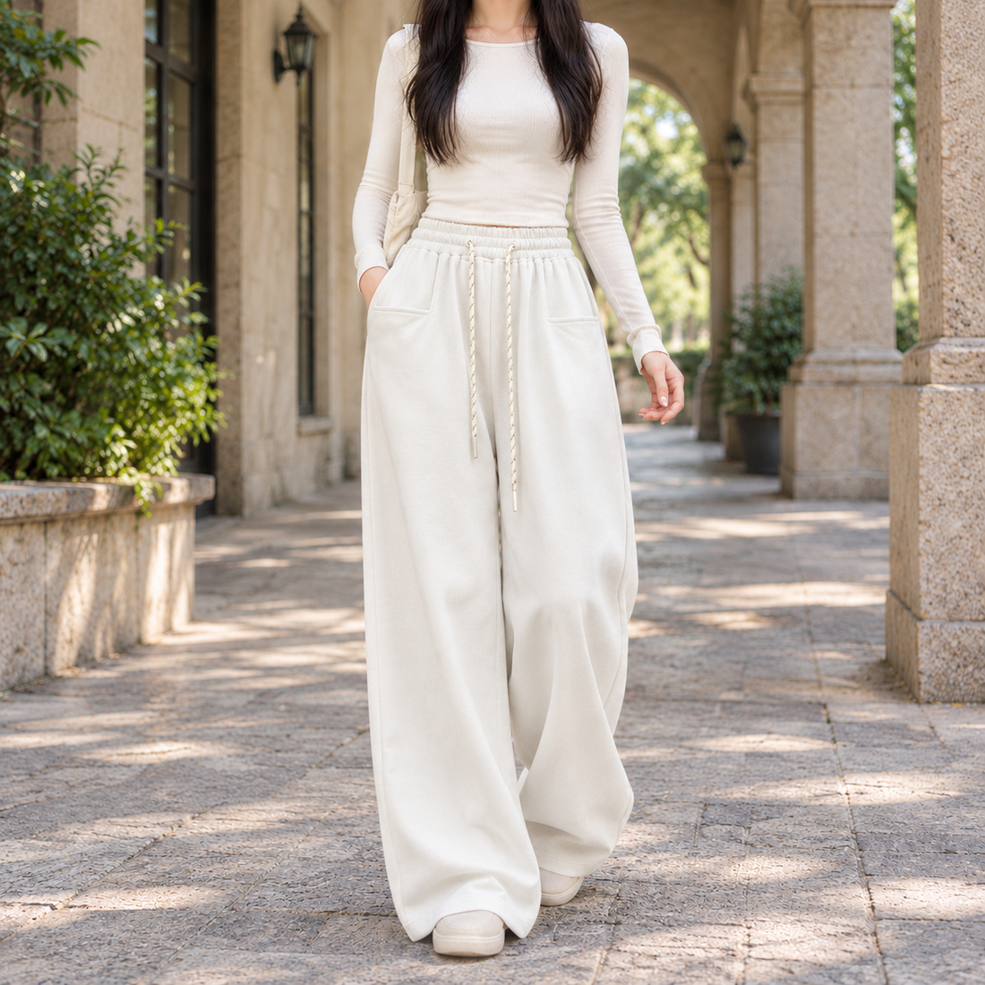 Thomasina Wide Leg Pants - Off White