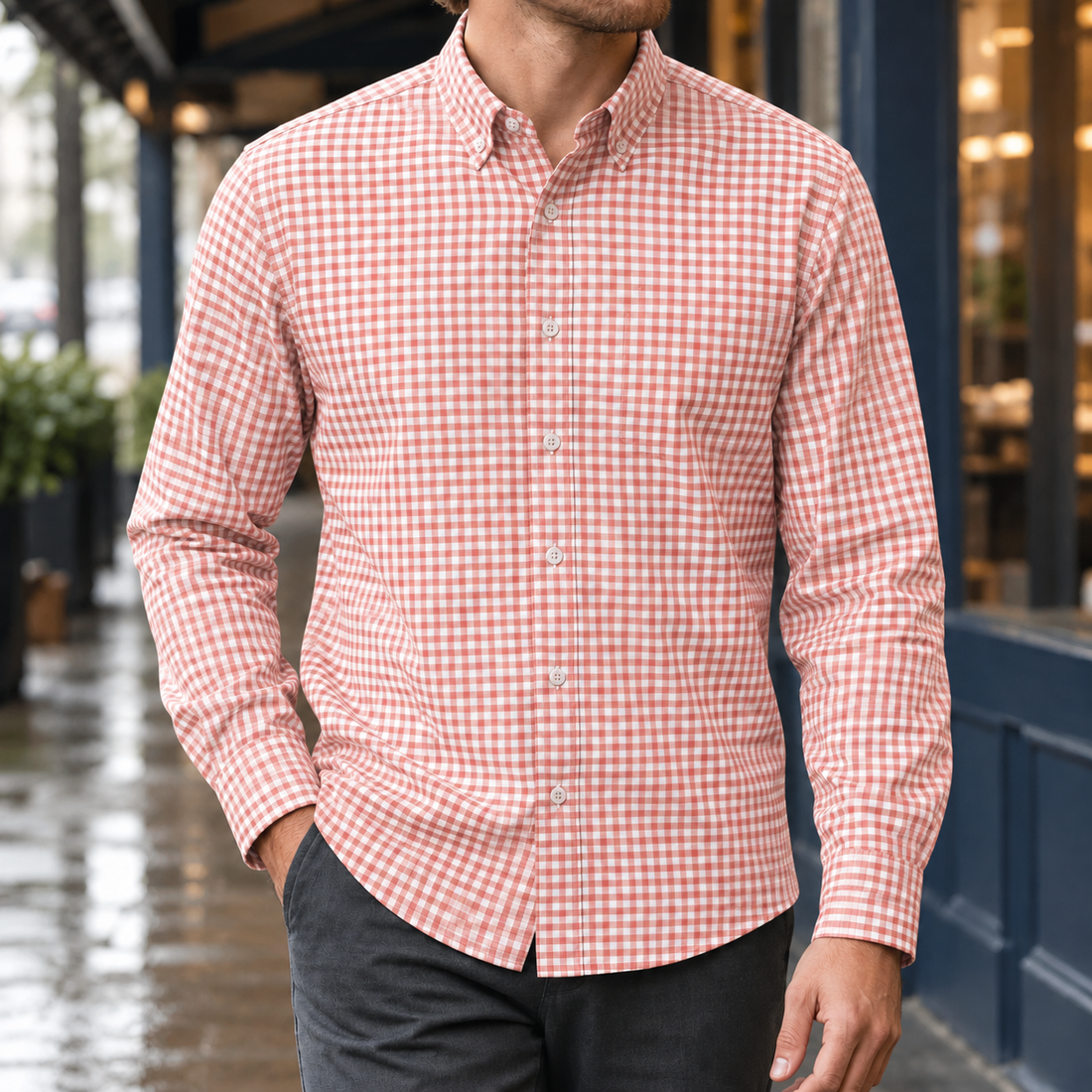 Beckett-Grant Checked Shirt - Light Red