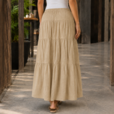 Freya Tiered Maxi Skirt - Khaki