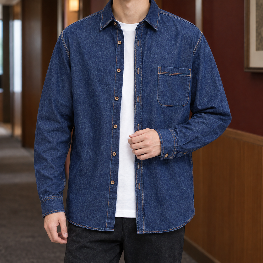 Neil Denim Overshirt - Dark Blue