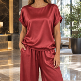 Mallory Relaxed Pants Set - Red