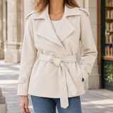 Magdalena Belted Trench Jacket - Milky White