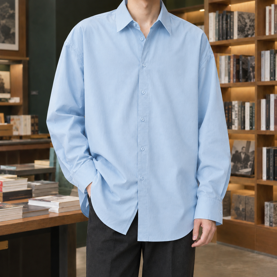 Vidal-Grey Relaxed Shirt - Blue