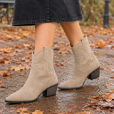 Ardenti Western Ankle Boots - Apricot