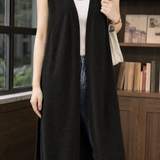 Iolanthe-Grace Longline Knit Vest - Black