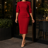 Liora-Claire Peplum Dress - Red
