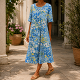 Elise A-Line Dress - Cornflower Blue