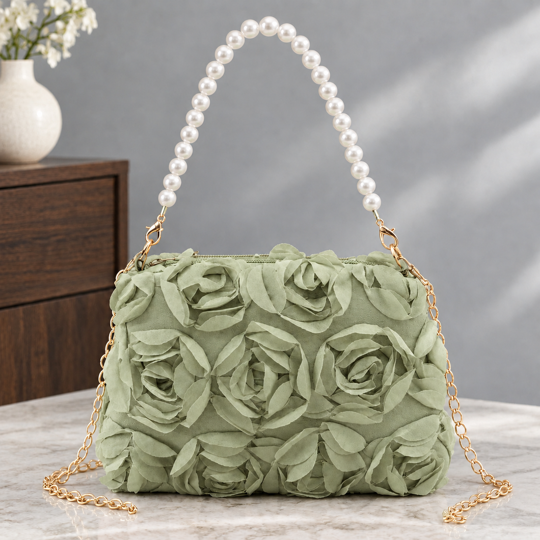 Marostica Rosette Handbag - Green