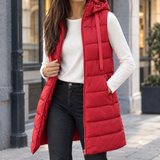 Sylvaine-Mae Hooded Puffer Vest - Red