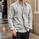 Emmett-Tate Mandarin Collar Shirt - Light Gray