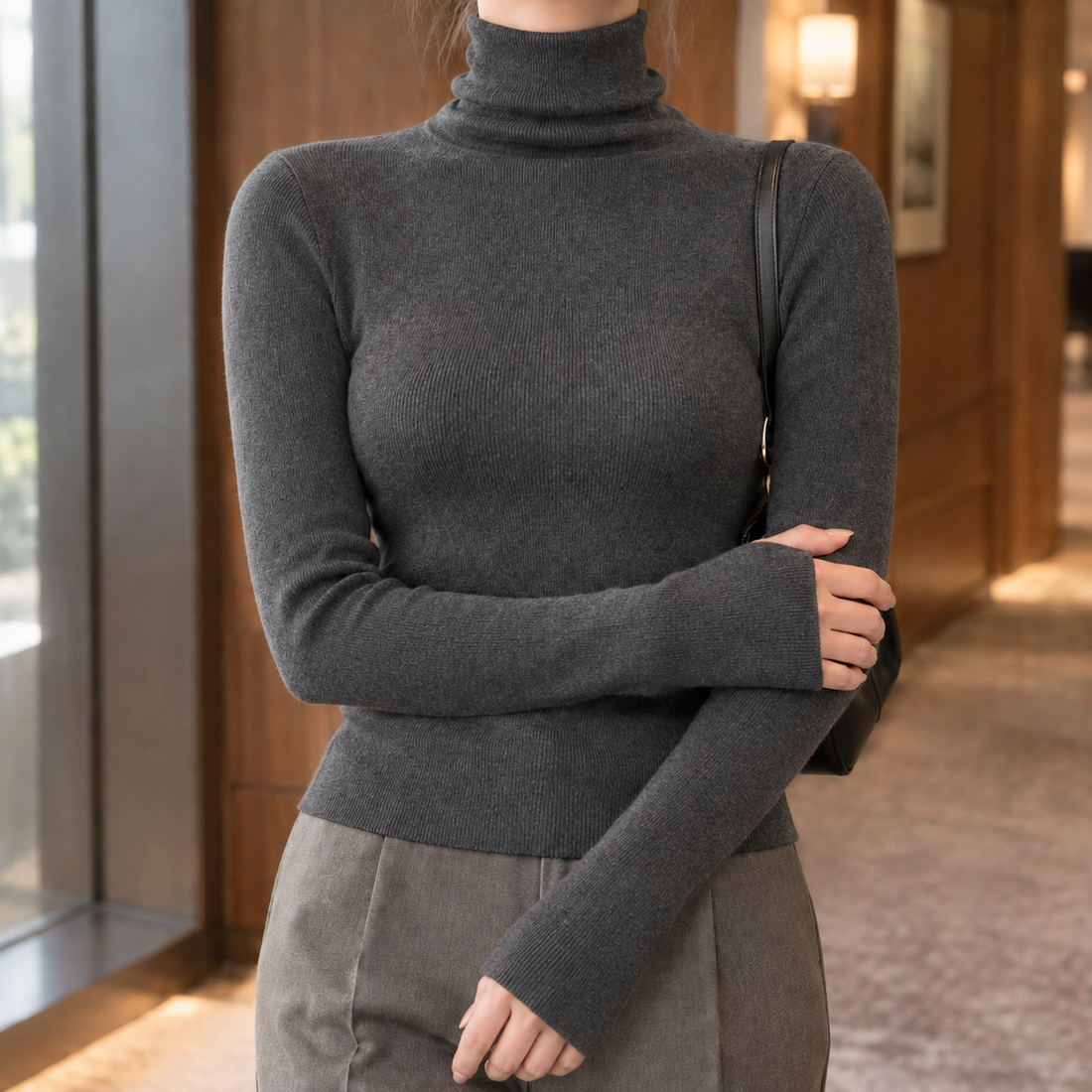Elettra Turtleneck Sweater - Dark Gray
