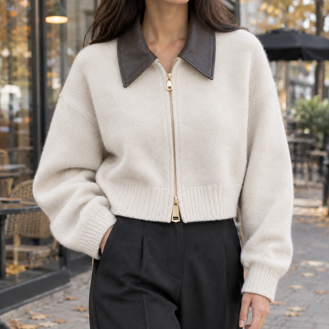 Francesca-Belle Collared Sweater - Ivory