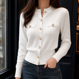 Flavia-Rose Crew Neck Cardigan - White