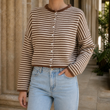 Colette-Kate Striped Sweater - Khaki