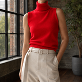 Maxine-Rose Turtleneck Sweater - Red