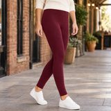 Evelina-Marie High Waist Leggings - Wine Red