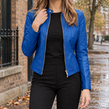 Gloria-Jane Leather-Look Jacket - Blue