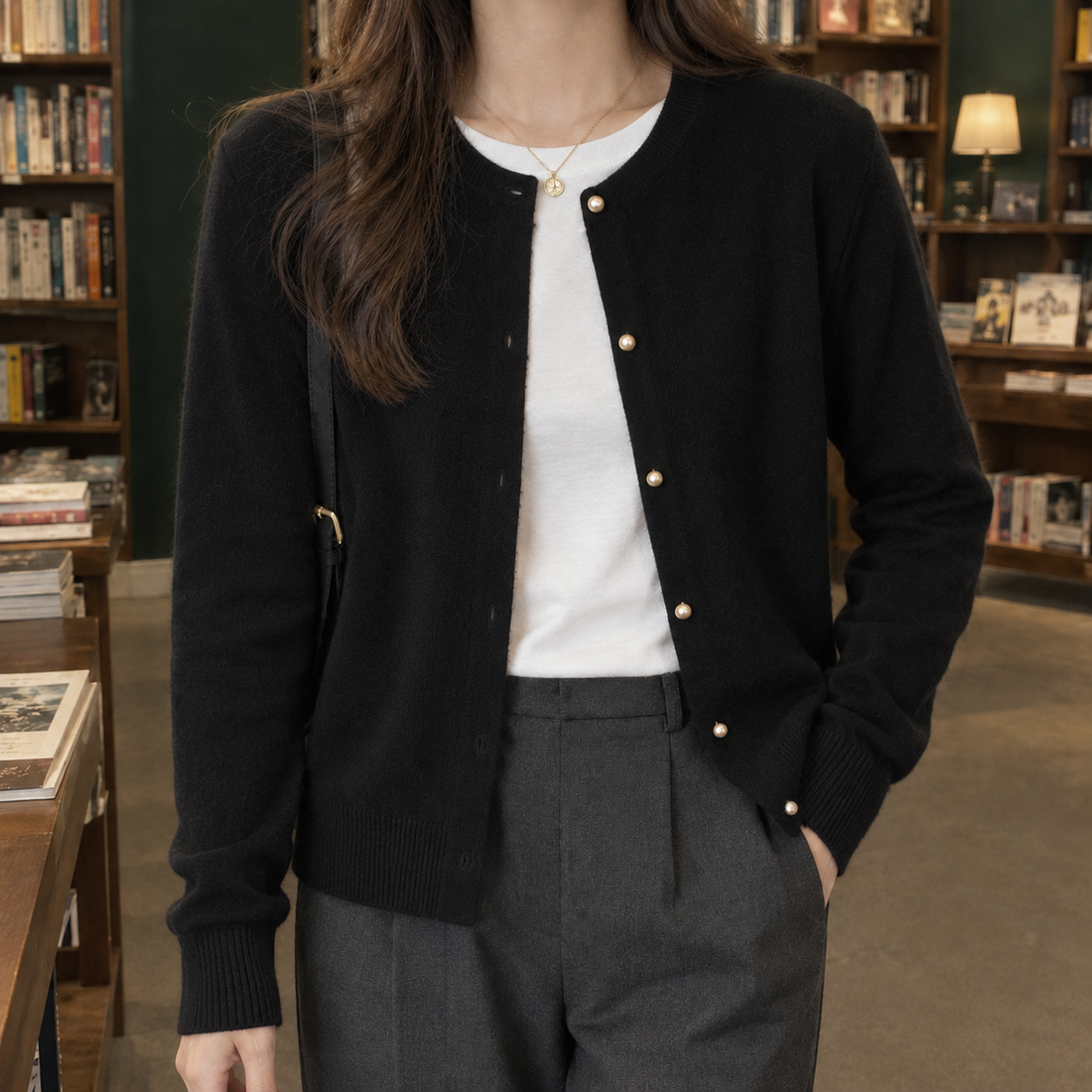 Katherine Pearl Cardigan - Black