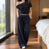 Ameline Off Shoulder Set - Navy