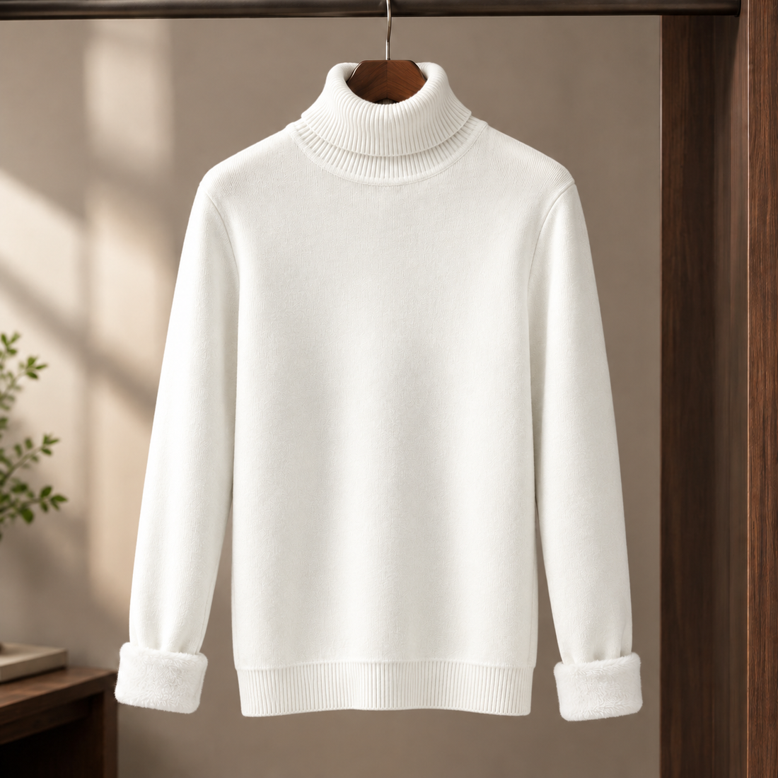 Fulbert Ribbed Turtleneck Sweater - White High Collar