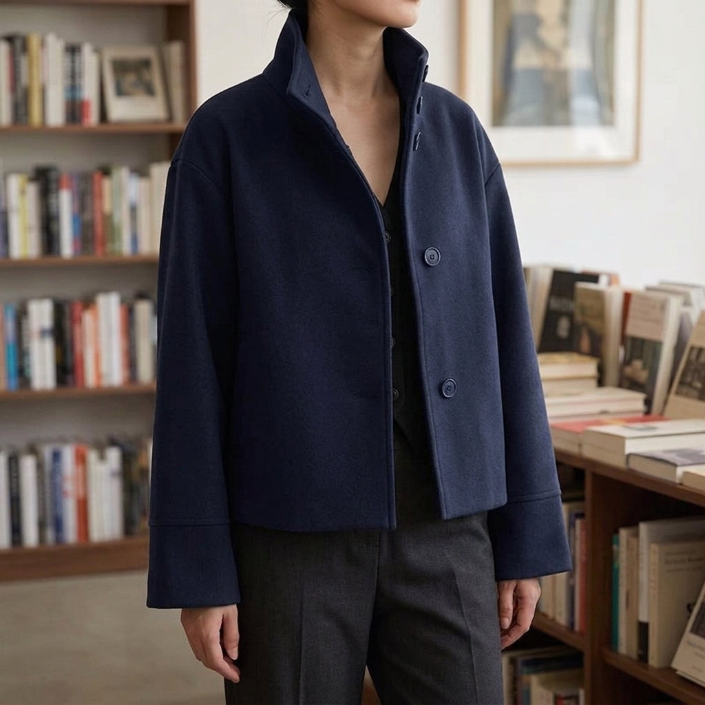 Sofia Stand Collar Jacket - Dark Blue