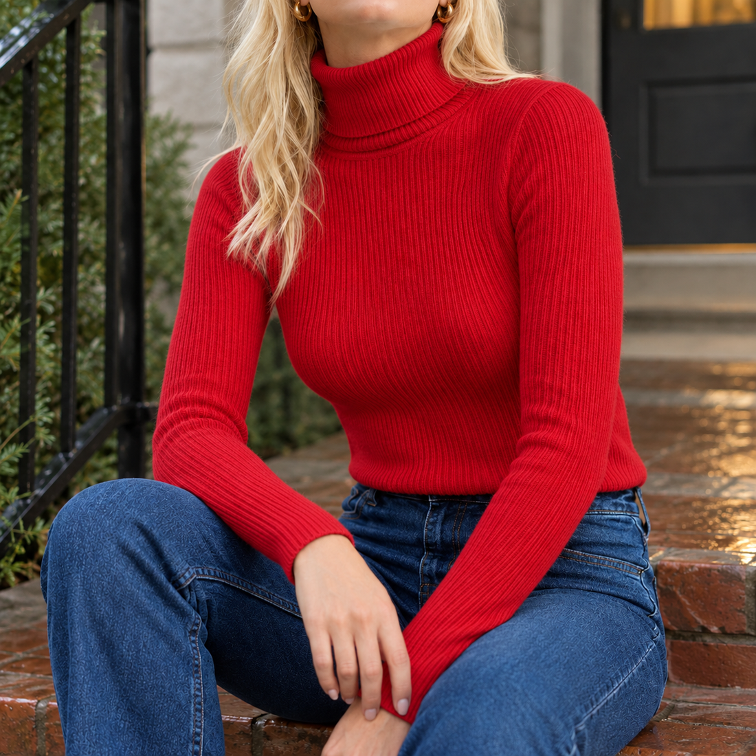 Armelle-Mae Turtleneck Sweater - Red