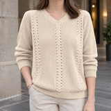 Briony-Pearl V Neck Sweater - Apricot