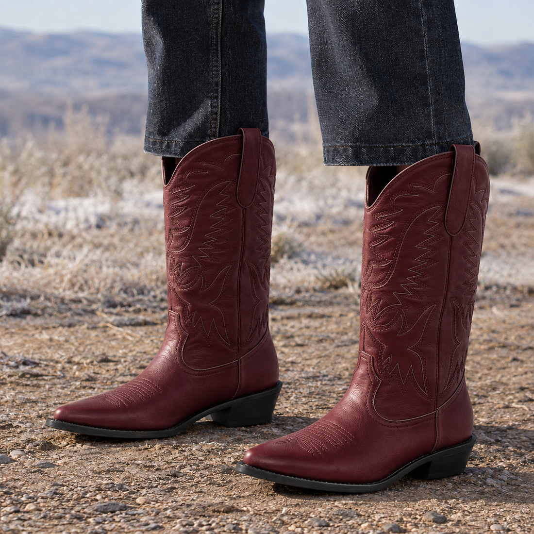 Galli-Verona Western Boots - Wine Red