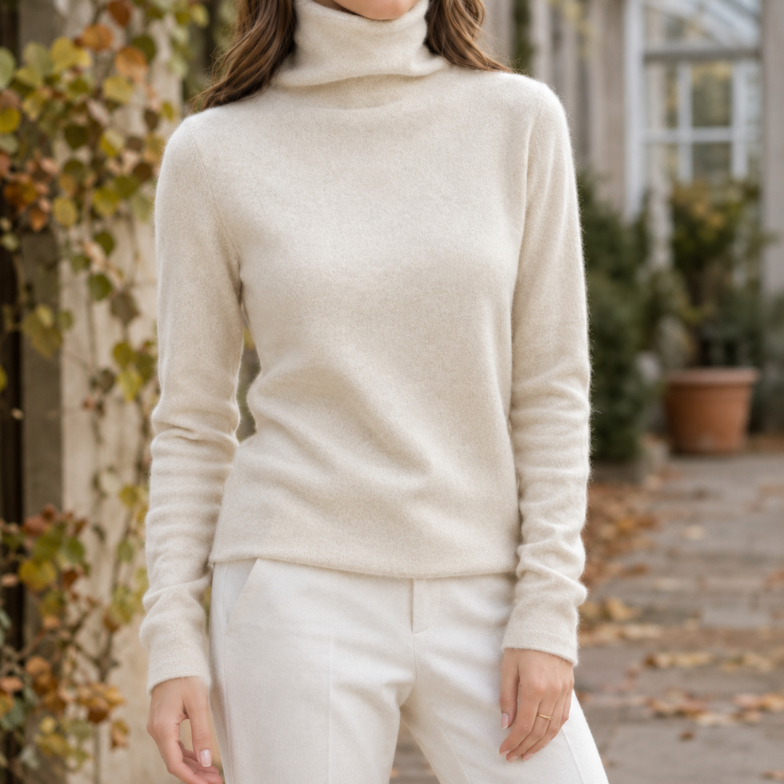 Josephine-Marie Wool Turtleneck - Raw Cashew Kernels