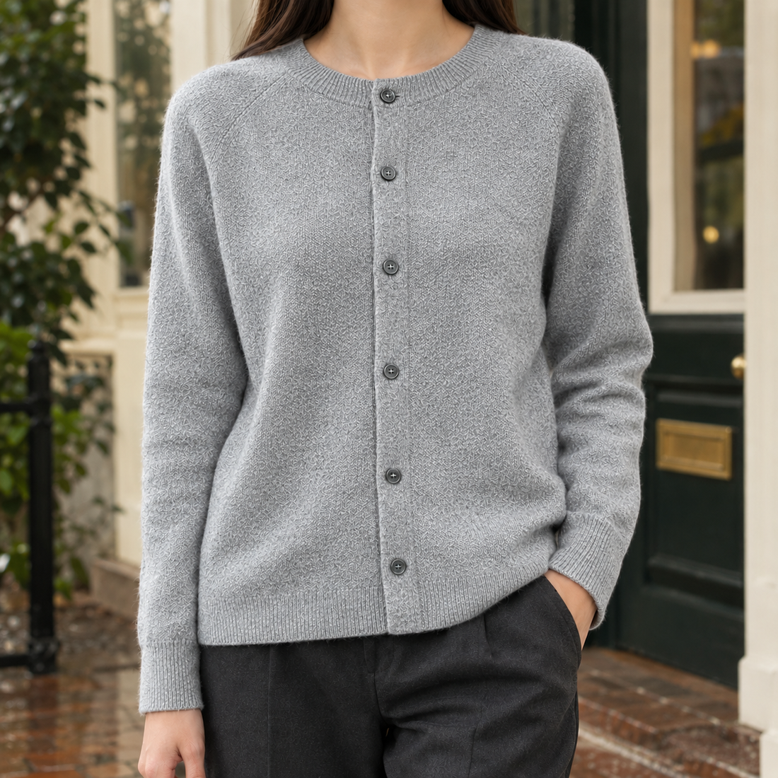 Astrid-Kate Cashmere Cardigan - Medium Gray