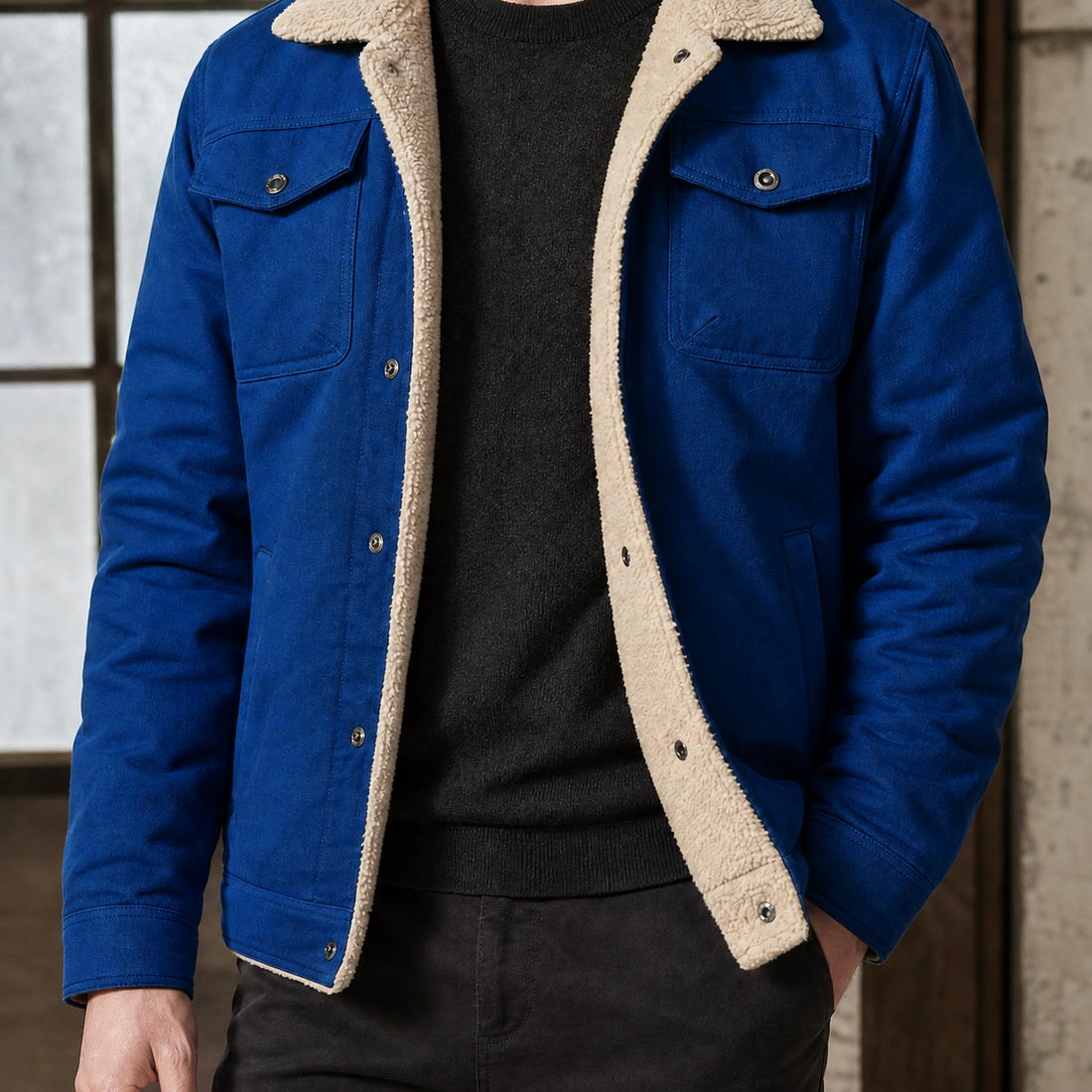 Timothy Sherpa Jacket - Dark Blue