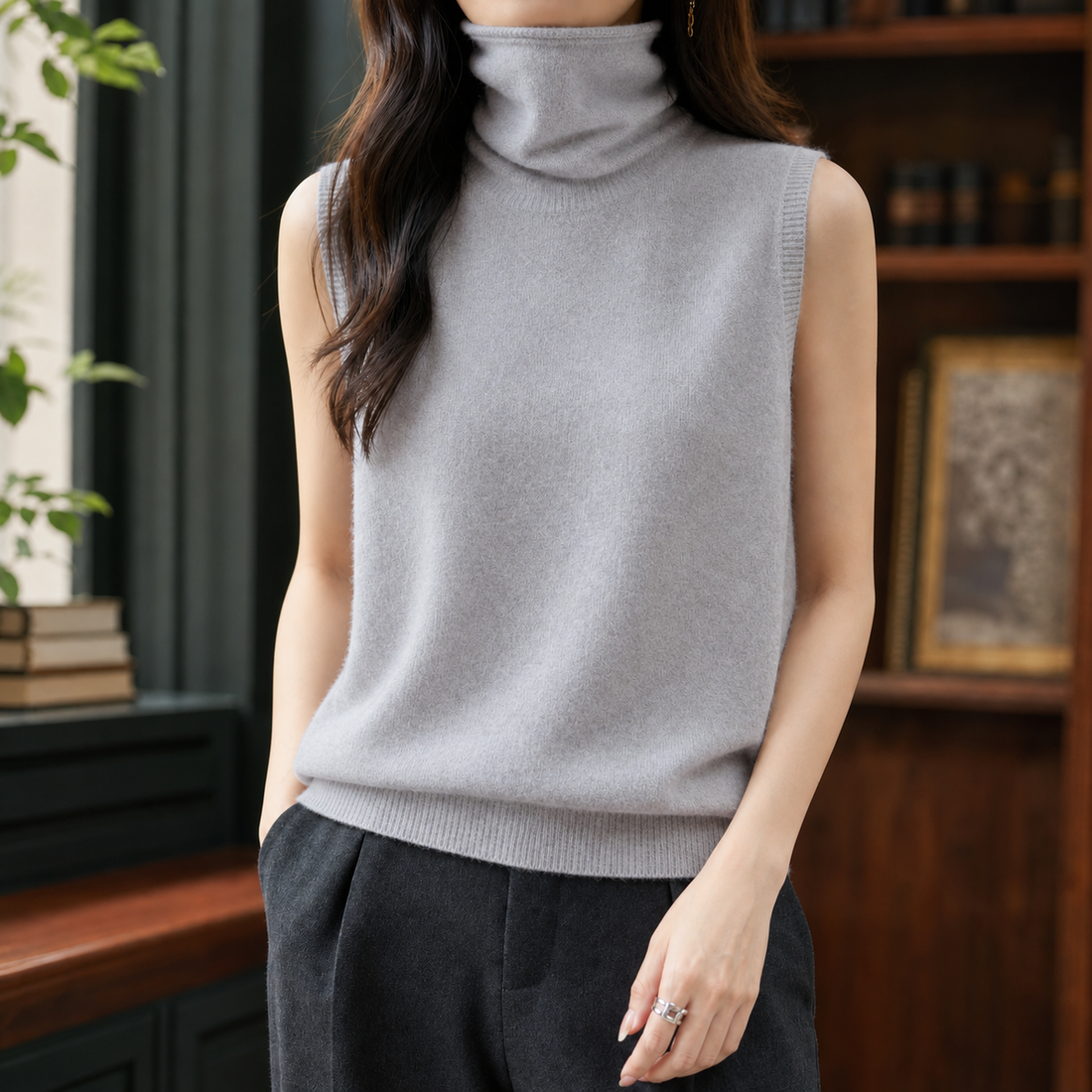 Willa-Skye Turtleneck Top - Frost Gray