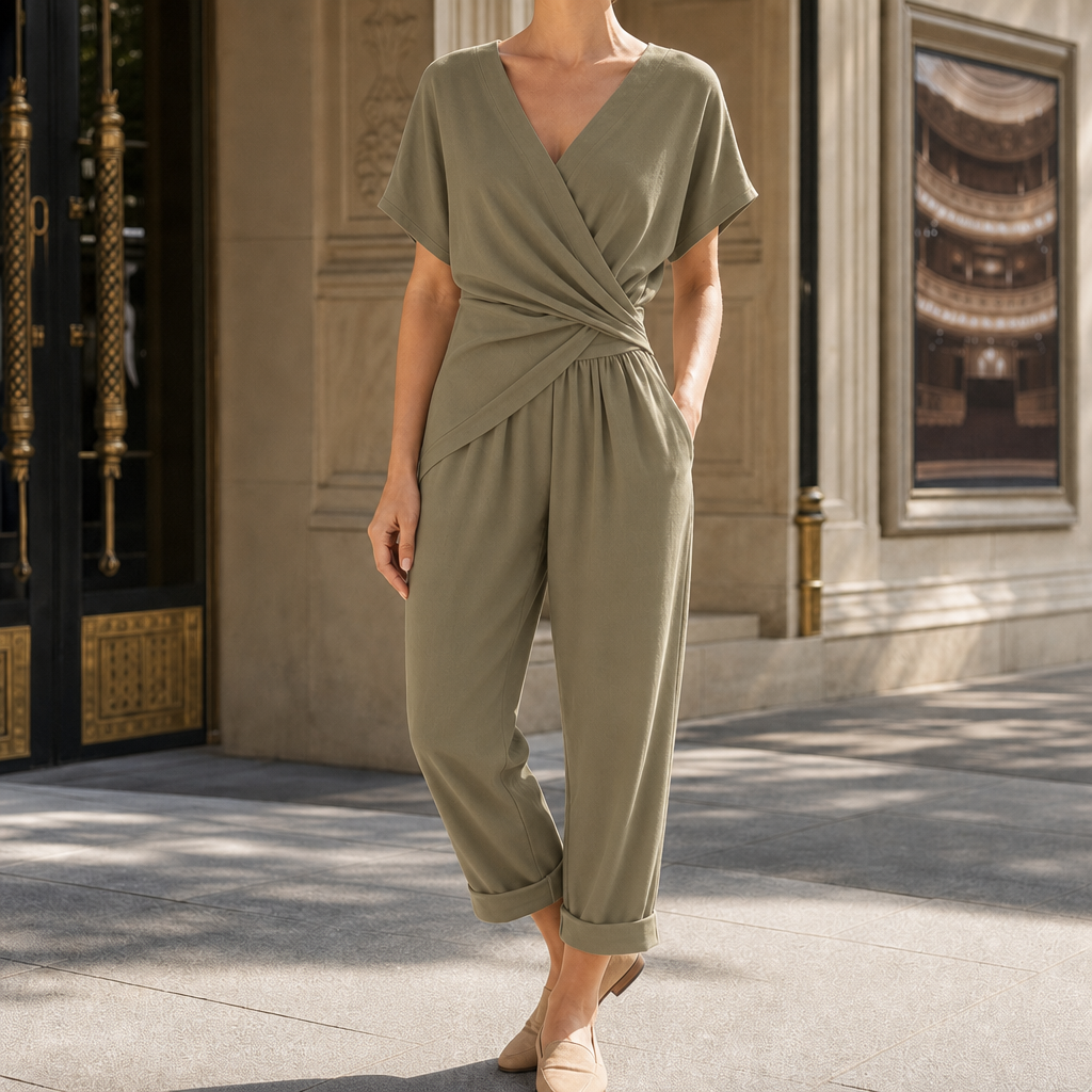Seraphina-Sage Wrap Set - Khaki