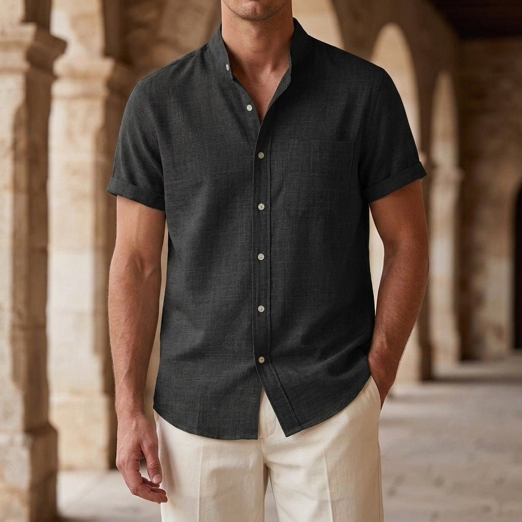 Knox Mandarin Shirt - Black