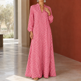 Arletta Gingham Maxi Dress - Deep Pink