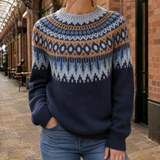Giulia Fair Isle Sweater - Navy Blue