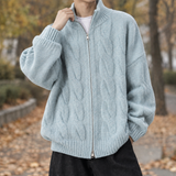 Blaise-Grant Cable Knit Cardigan - Blue