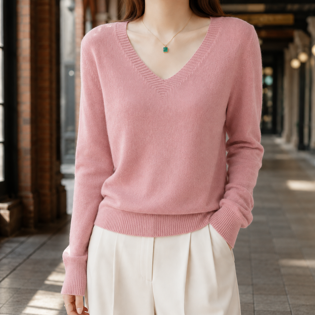 Livia Cashmere Sweater - Dusty Pink