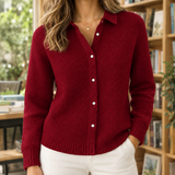 Sabina-Skye Collared Sweater - Red